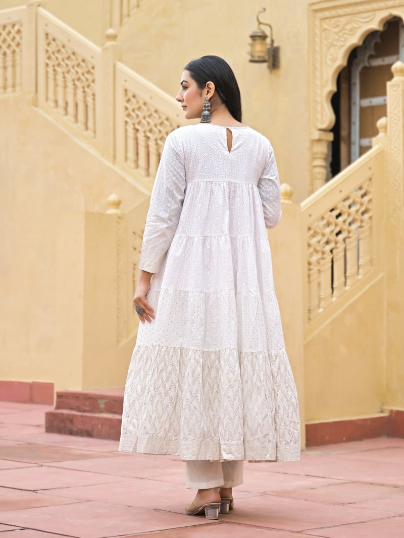 Shifory White Anarkali Kurti Dupatta Set for Women - Image 2